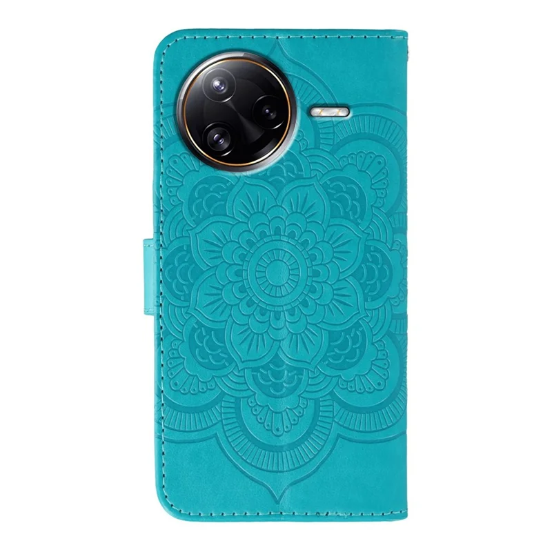 Phone Case For Xiaomi Redmi K80 5G / K80 Pro 5G / Poco F7 Pro 5G / F7 Ultra 5G , Rhinestone Decor Leather Mandala Imprinted Cover with Strap - Blue
