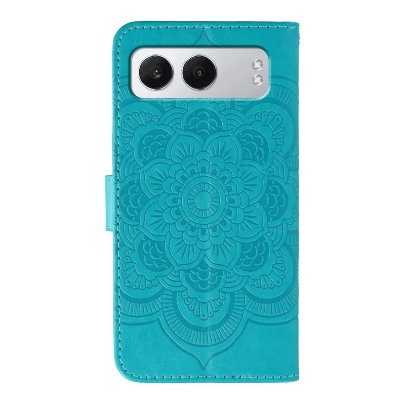 For OnePlus Nord 4 Case Rhinestone Decor PU Leather Mandala Imprinted Design Phone Cover with Wrist Strap - Blue