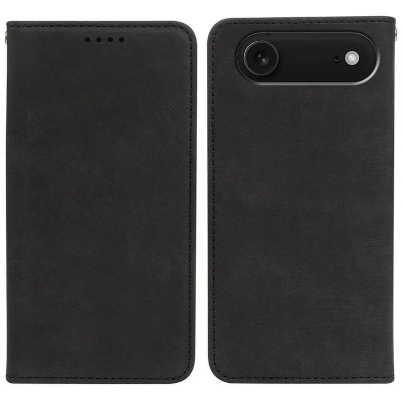 Für iPhone 17 Air Hülle Starke Magnetische Lederbrieftasche Handyhülle mit gestreifter Textur - Schwarz
