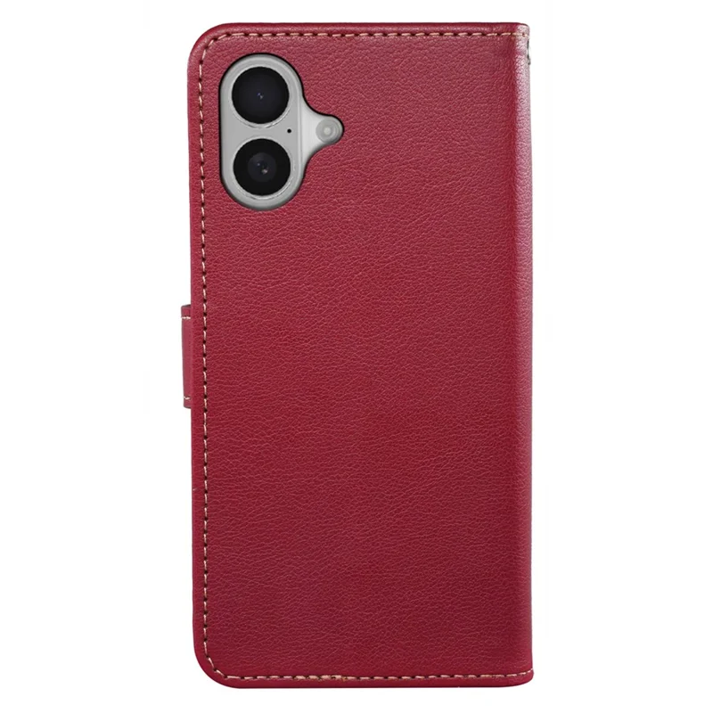 For iPhone 17 Case RFID Blocking Wallet Litchi Texture Leather Phone Cover Magnetic Clasp - Red