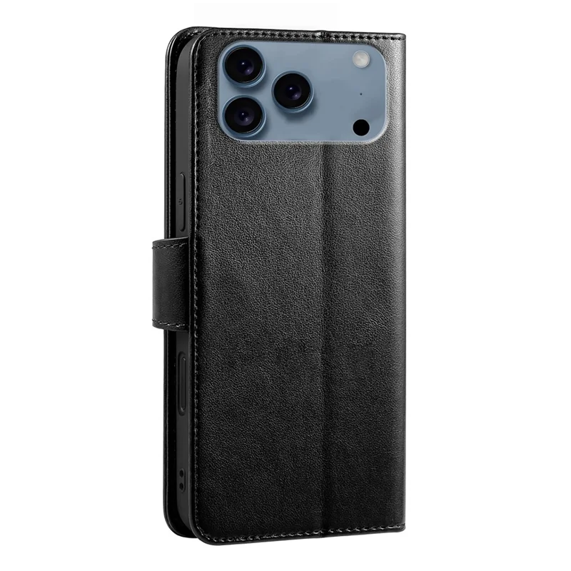 For iPhone 17 Pro Case Stand Card Holder Wallet Leather Phone Cover - Black