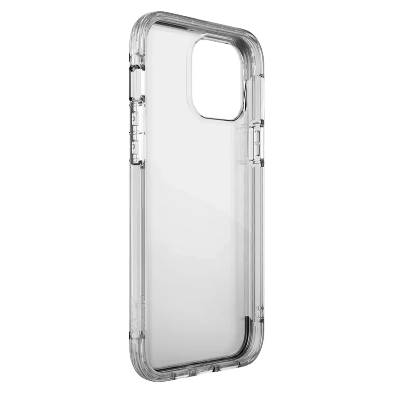 DEFENSE Anti-fall Phone Case for iPhone 14 Pro Max Air Soft TPU Aluminum Alloy Corners Protective Phone Cover - Transparent Black