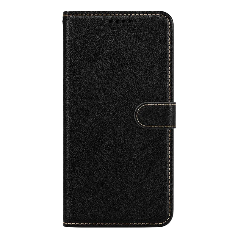 For Samsung Galaxy S25 FE Case RFID Blocking Wallet Litchi Texture Leather Phone Cover Magnetic Clasp - Black