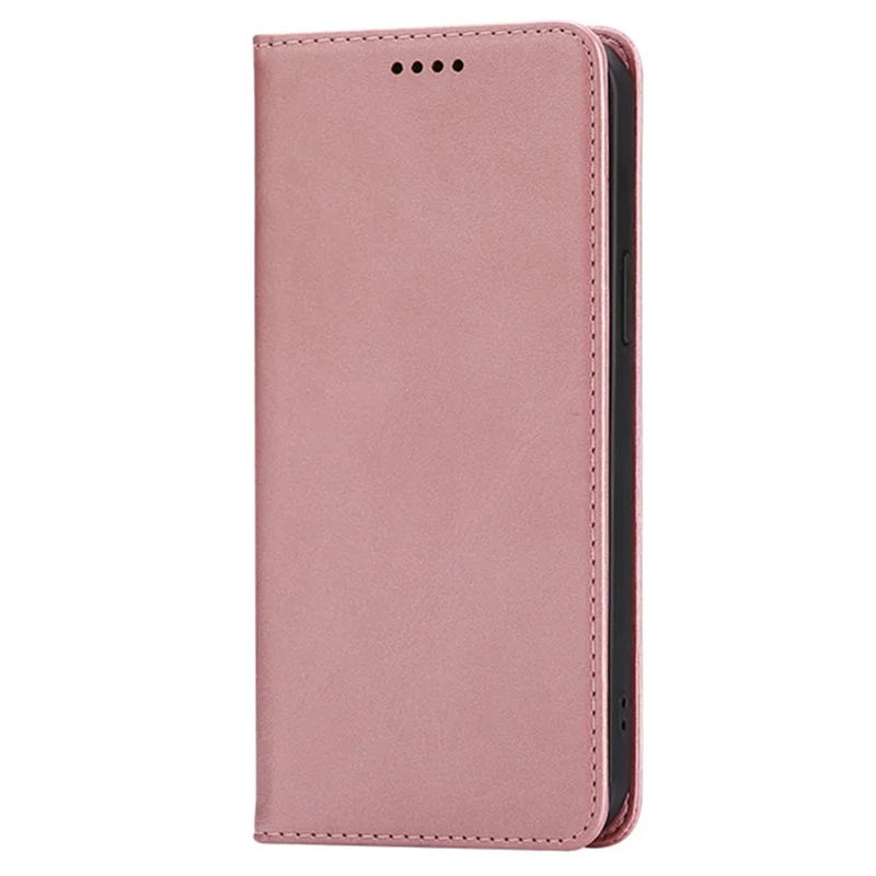 Samsung Galaxy S25 FE hoesje portemonnee Kalfsstructuur Leren telefoonhoesje met verborgen magnetische sluiting - Roze goud