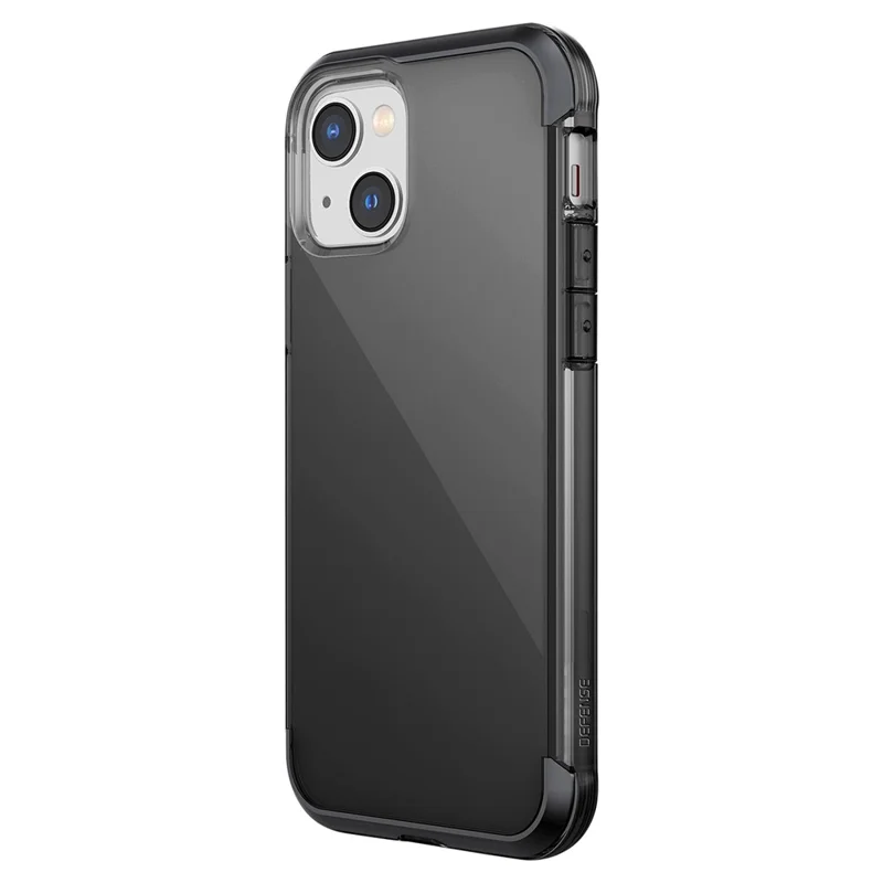 DEFENSE for iPhone 14 Soft TPU Scratch Resistant Clear Phone Case Aluminum Alloy Air-Guard Corners Shockproof Cover - Transparent Black