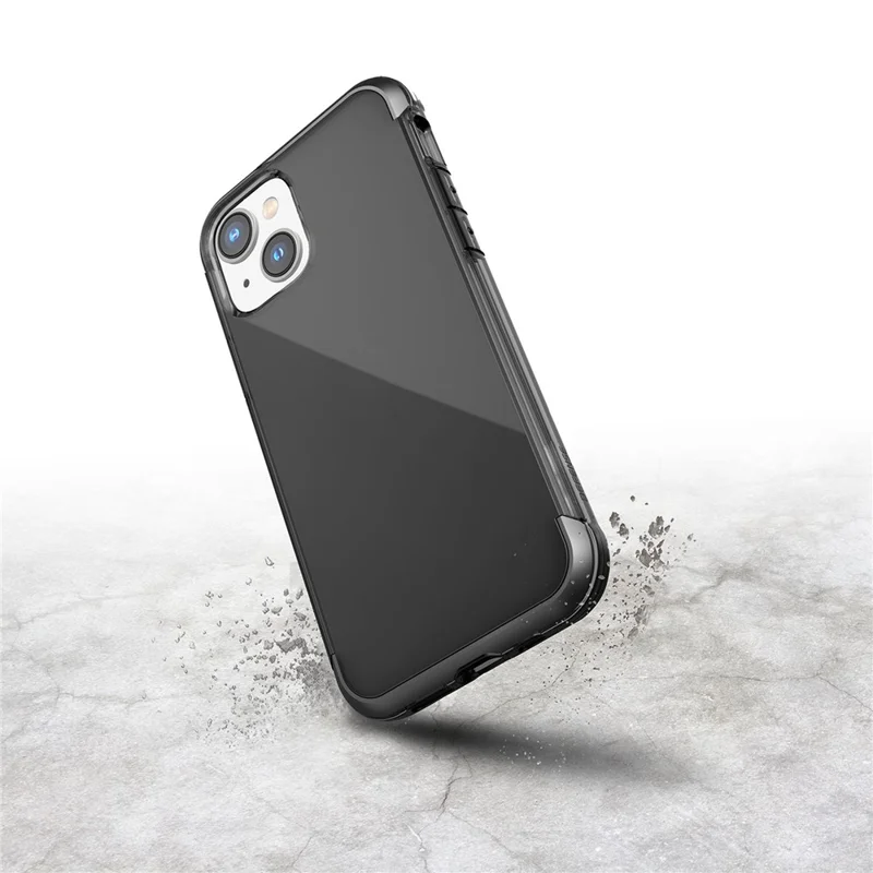 DEFENSE for iPhone 14 Soft TPU Scratch Resistant Clear Phone Case Aluminum Alloy Air-Guard Corners Shockproof Cover - Transparent Black