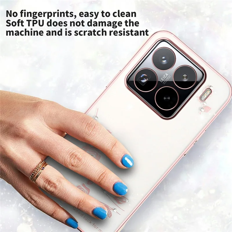 KADEM für Xiaomi 15S Pro Hülle mit Blumen-Strasssteinen verziert TPU Handyhülle - Roségold