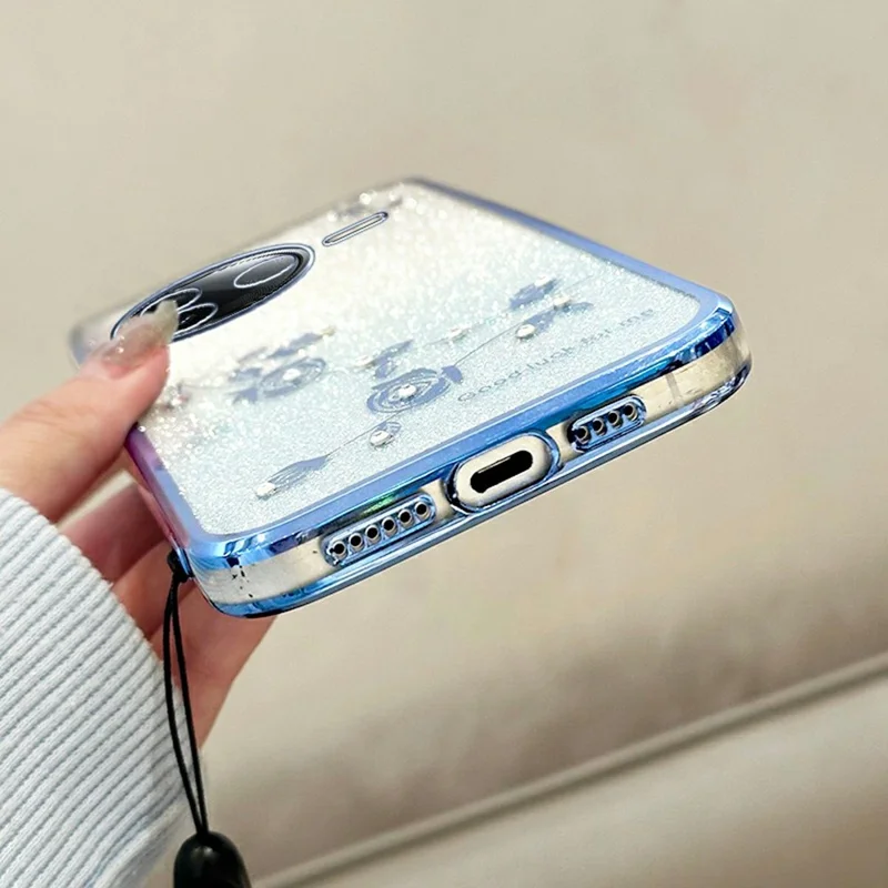 KADEM Pour Xiaomi Civi 5 Pro 5G Étui à Motif Floral TPU Dégradé avec Lanières - Bleu