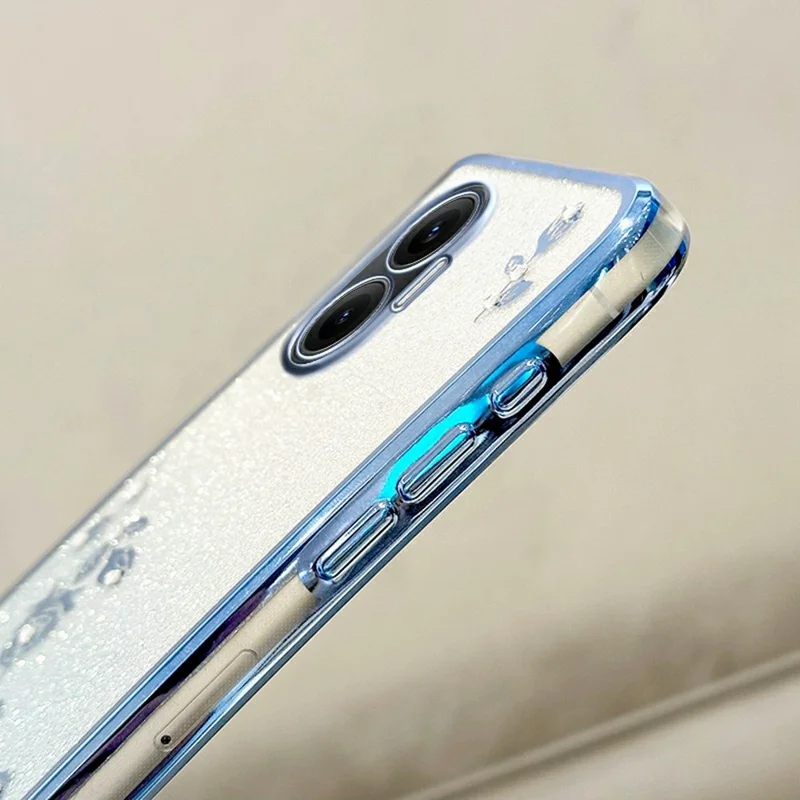 Capa KADEM para Xiaomi Redmi Turbo 4 Pro 5G / Poco F7 5G com Padrão Floral, Capa de Telefone TPU Degradê com Cordões - Azul