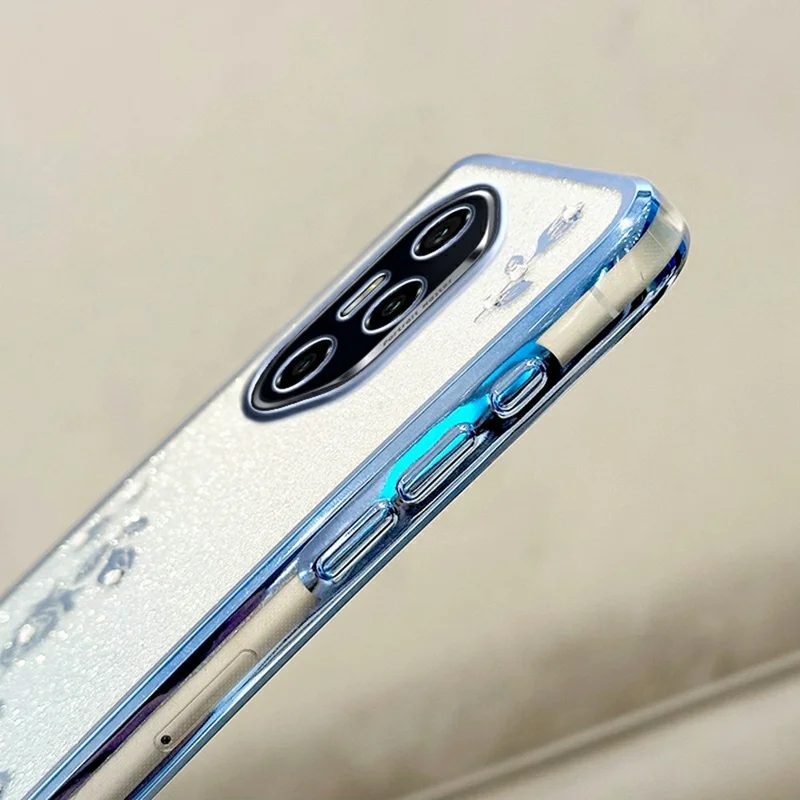 KADEM For Honor 400 Pro 5G (Global) Taske med Blomstermønster TPU Gradienttelefondæksel med Lanyards - Blå