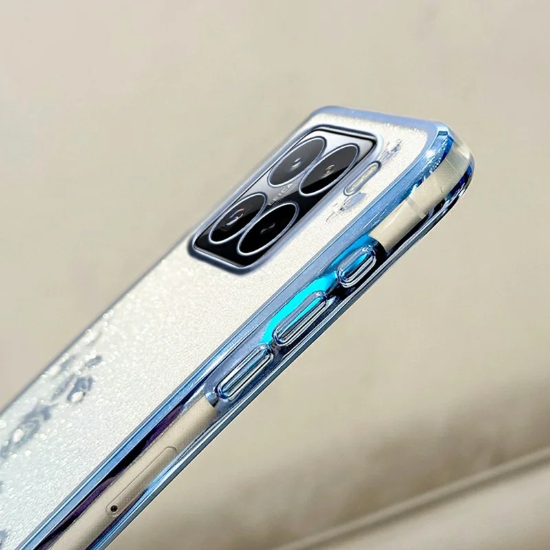 Funda KADEM para Xiaomi 15S Pro con Patrón Floral, TPU Degradado y Cordón - Azul