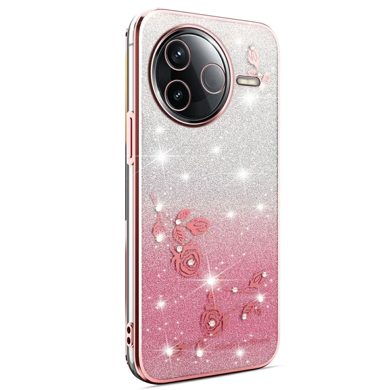 Funda KADEM para Xiaomi Civi 5 Pro 5G con Diseño de Flores - TPU Flexible Degradado - Oro Rosa
