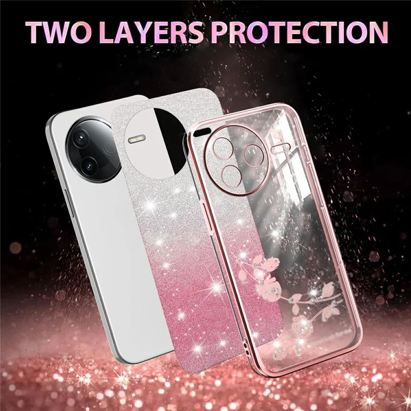 Funda KADEM para Xiaomi Civi 5 Pro 5G con Diseño de Flores - TPU Flexible Degradado - Oro Rosa