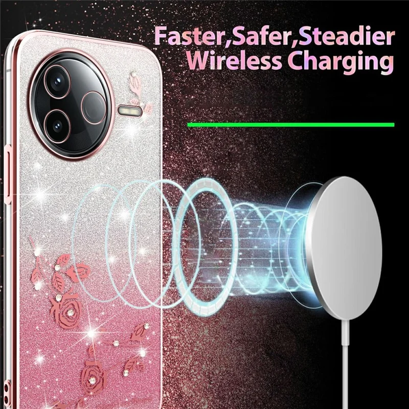 Funda KADEM para Xiaomi Civi 5 Pro 5G con Diseño de Flores - TPU Flexible Degradado - Oro Rosa