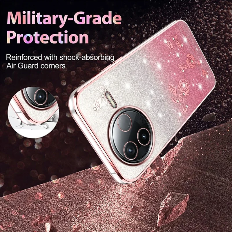Funda KADEM para Xiaomi Civi 5 Pro 5G con Diseño de Flores - TPU Flexible Degradado - Oro Rosa