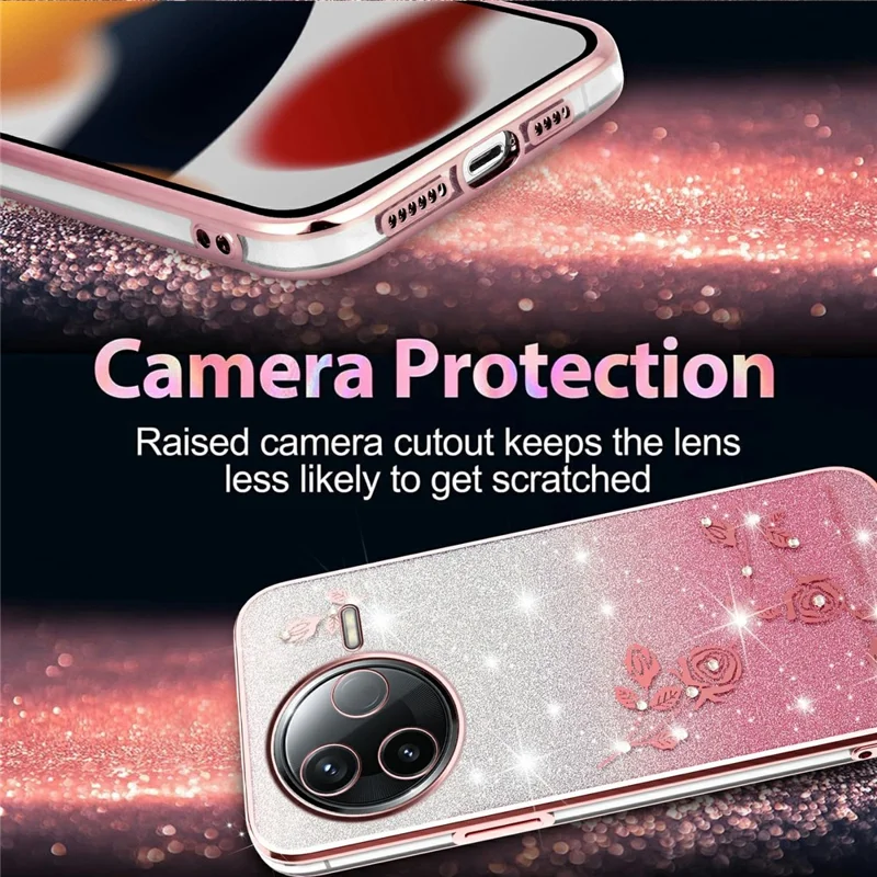 Funda KADEM para Xiaomi Civi 5 Pro 5G con Diseño de Flores - TPU Flexible Degradado - Oro Rosa