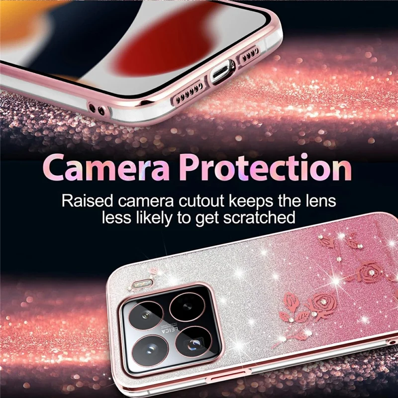 KADEM Для Xiaomi 15S Pro Чехол Цветок TPU Гибкий Градиентный Чехол для Телефона - Розовое Золото