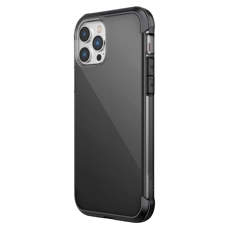 DEFENSE Antri-drop Phone Case for iPhone 13 Pro 6.1 inch Air Soft TPU Aluminum Alloy Corners Smartphone Cover - Transparent Black
