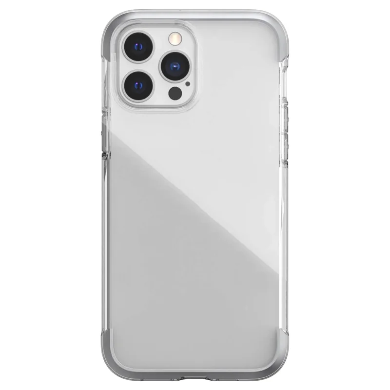 DEFENSE Antri-drop Phone Case for iPhone 13 Pro 6.1 inch Air Soft TPU Aluminum Alloy Corners Smartphone Cover - Transparent Black