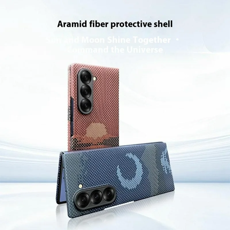 For Samsung Galaxy Z Fold6 5G Magnetic Case Precise Cutouts Aramid Fiber Phone Cover with Metal Lens Frame - Moon
