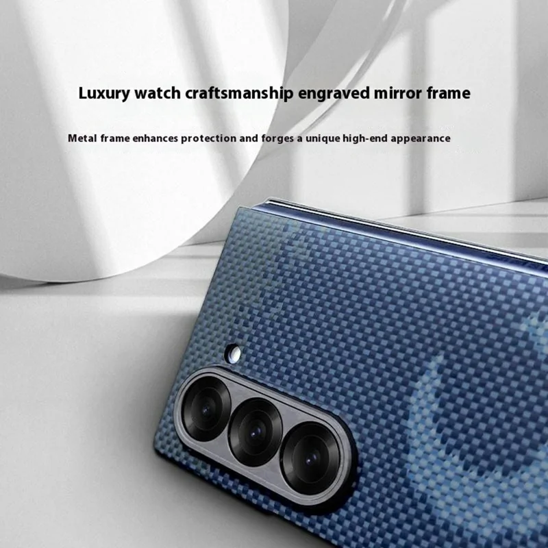 For Samsung Galaxy Z Fold6 5G Magnetic Case Precise Cutouts Aramid Fiber Phone Cover with Metal Lens Frame - Moon