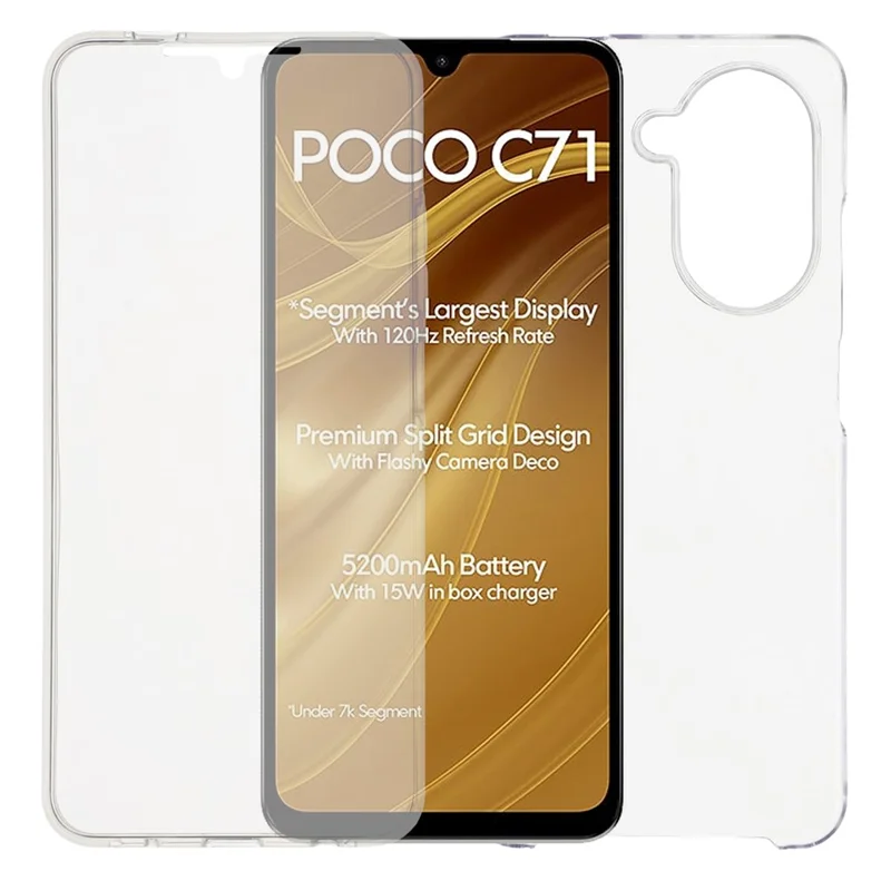 Para Xiaomi Poco C71 4G / Redmi A5 4G (171,7mm) Capa de TPU com Moldura Transparente, Parte Traseira em Acrílico e Película PET