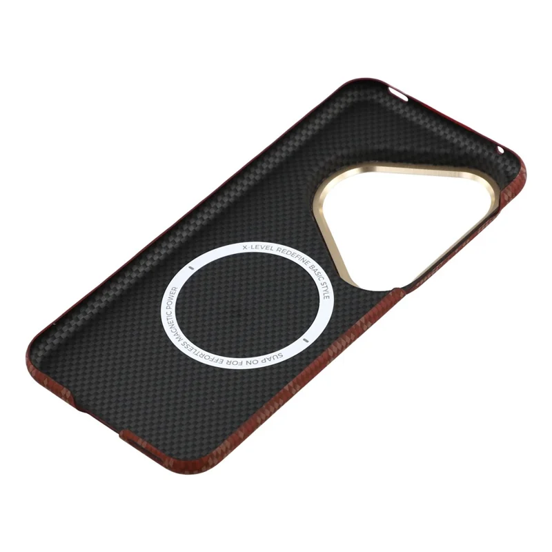 X-LEVEL Pour Huawei Pura 80 Ultra Coque Compatible avec MagSafe PC + Coque Arrière Métallique en Fibre de Carbone - Rouge