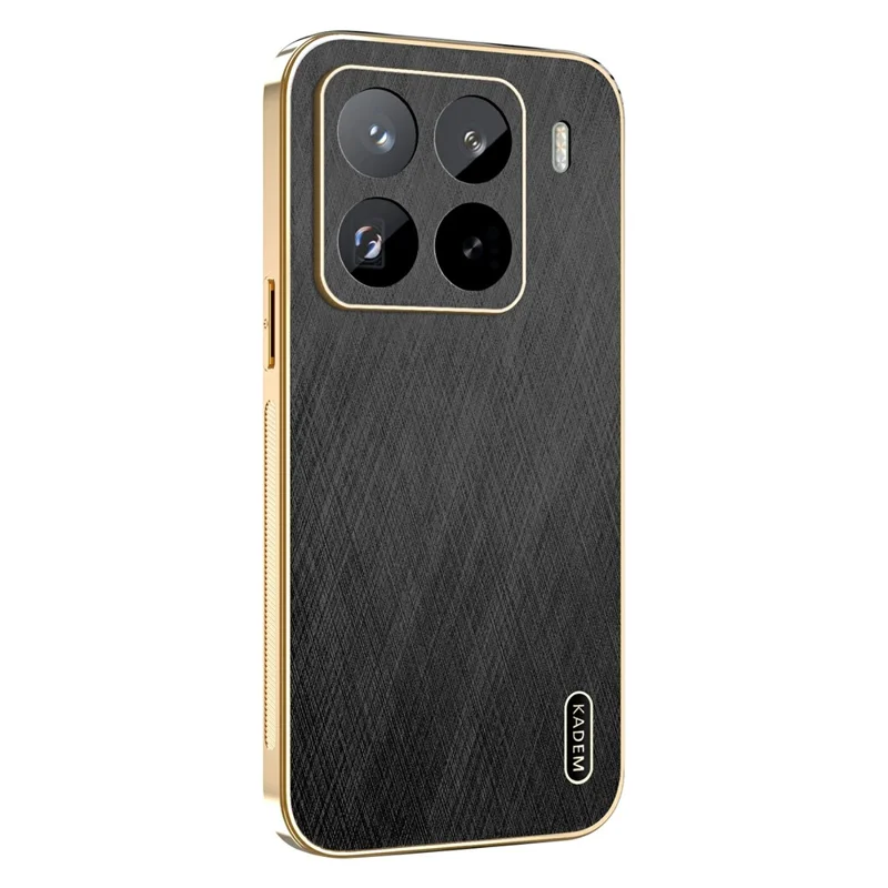 KADEM For Xiaomi 15S Pro Case Electroplating Silk Texture PU + TPU Phone Back Cover - Black