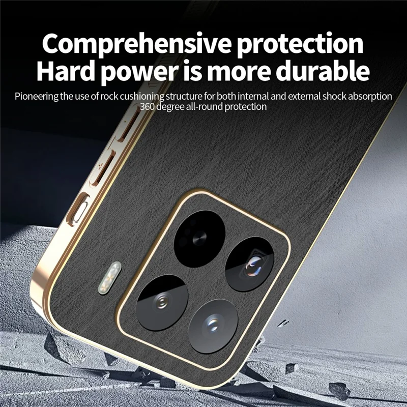 KADEM For Xiaomi 15S Pro Case Electroplating Silk Texture PU + TPU Phone Back Cover - Black