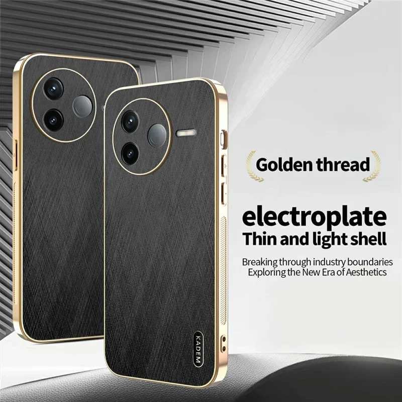 Étui pour Xiaomi Civi 5 Pro 5G KADEM Texture de soie électroplaquée en PU + TPU Coque de téléphone - Noir
