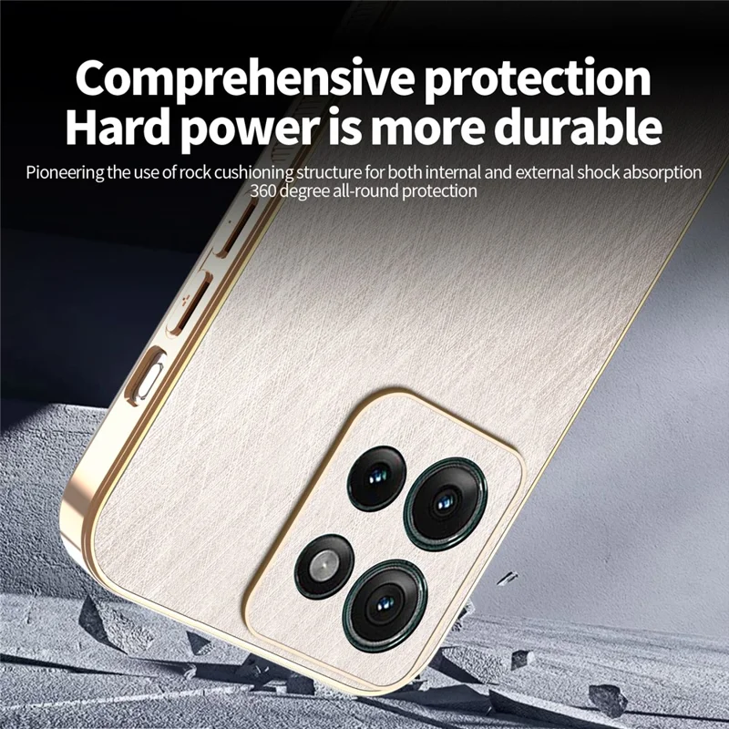 KADEM For Motorola Moto G56 5G Case Electroplating Silk Texture PU + TPU Phone Back Cover - Gold