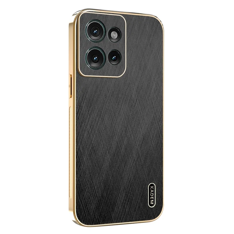 KADEM для Motorola Moto G86 5G Чехол с электролитической обработкой, шелковистой текстурой, PU + TPU задняя крышка телефона - Черный
