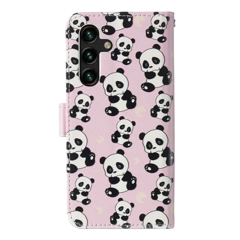 For Samsung Galaxy S25 FE Case Pattern Leather Wallet Phone Cover with Strap - Panda