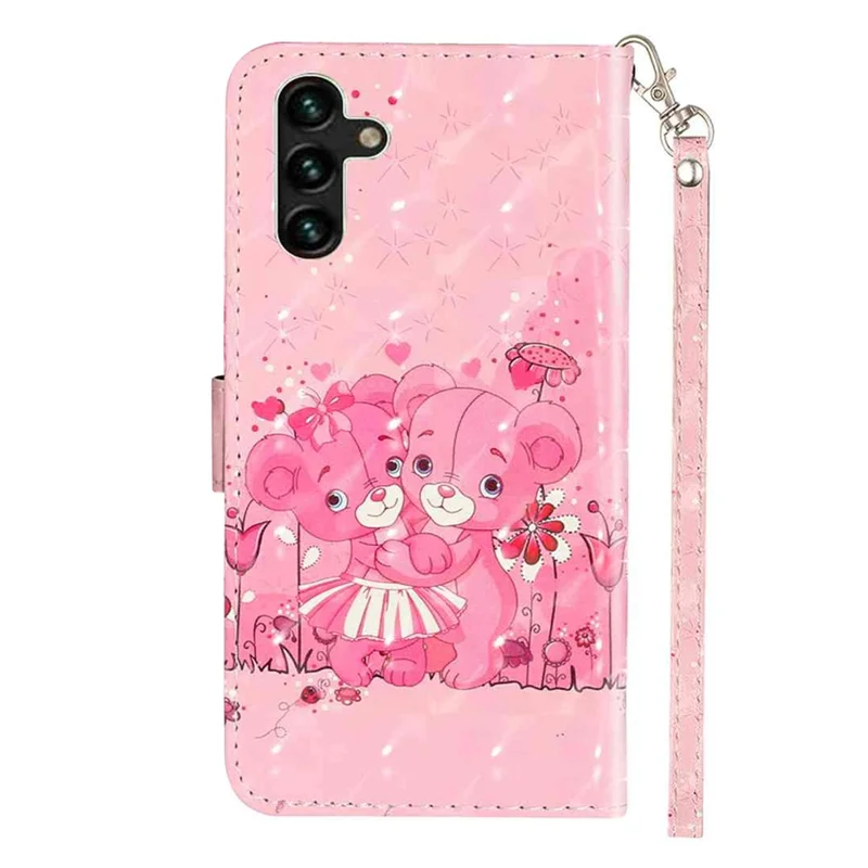 For Samsung Galaxy S25 FE Wallet Case 3D Pattern Printed Leather Phone Cover with Strap - Bears