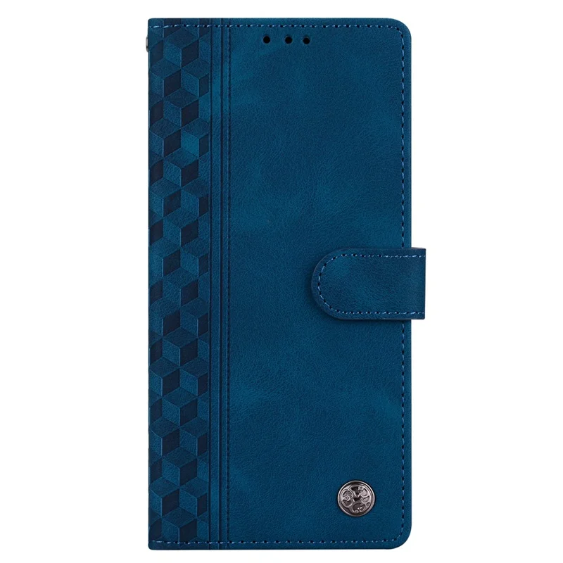 For iPhone Air Leather Case Imprinted Checkered Pattern Wallet Stand Flip Phone Cover - Blue