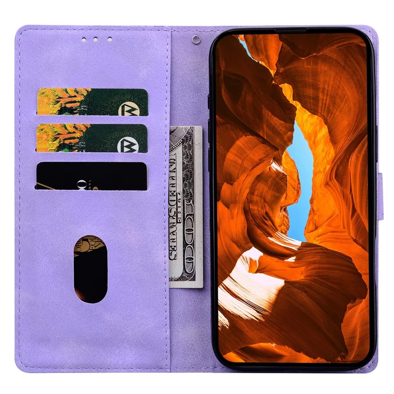 Voor iPhone 17 Pro Leren Hoesje met Ingedrukt Ruitpatroon Portemonnee Staander Flip Hoesje - Paars