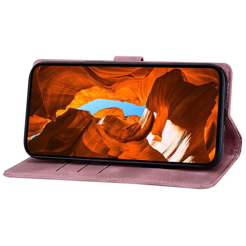 För Motorola Edge 60 Fusion 5G / Edge 60 5G Läderfodral Med Intryckt Rutormönster Plånbok Ställfodral - Rosa