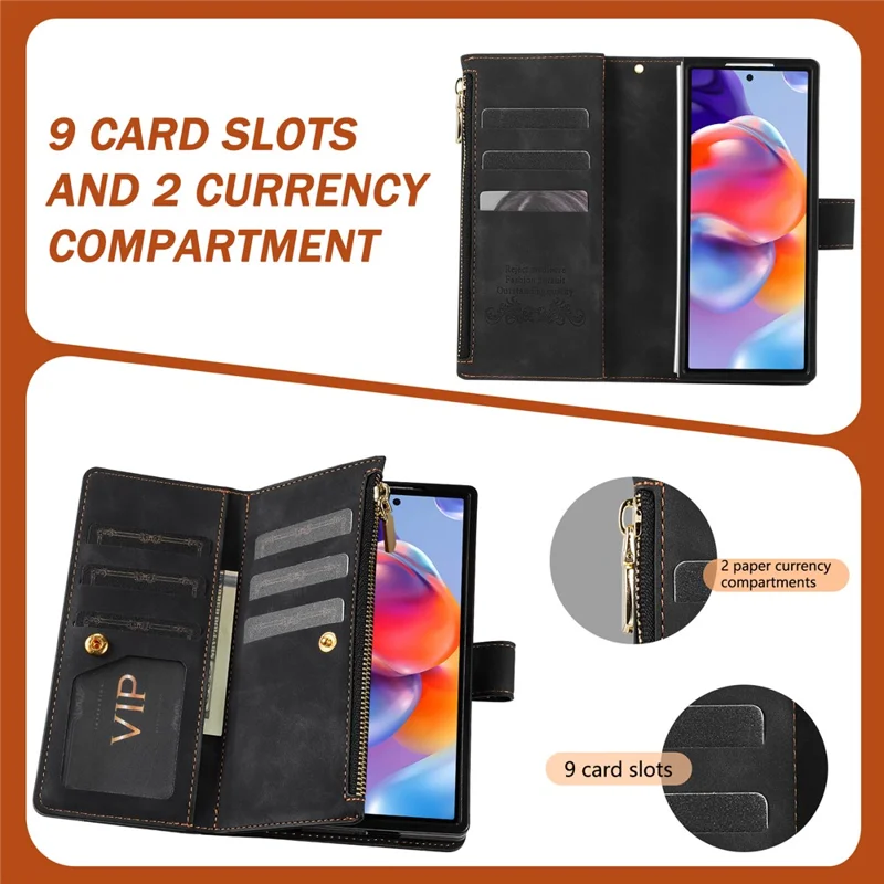 Für Samsung Galaxy Z Fold7 5G PU + PC Hülle mit Farbsplitting-Leder und Trageriemen - Schwarz