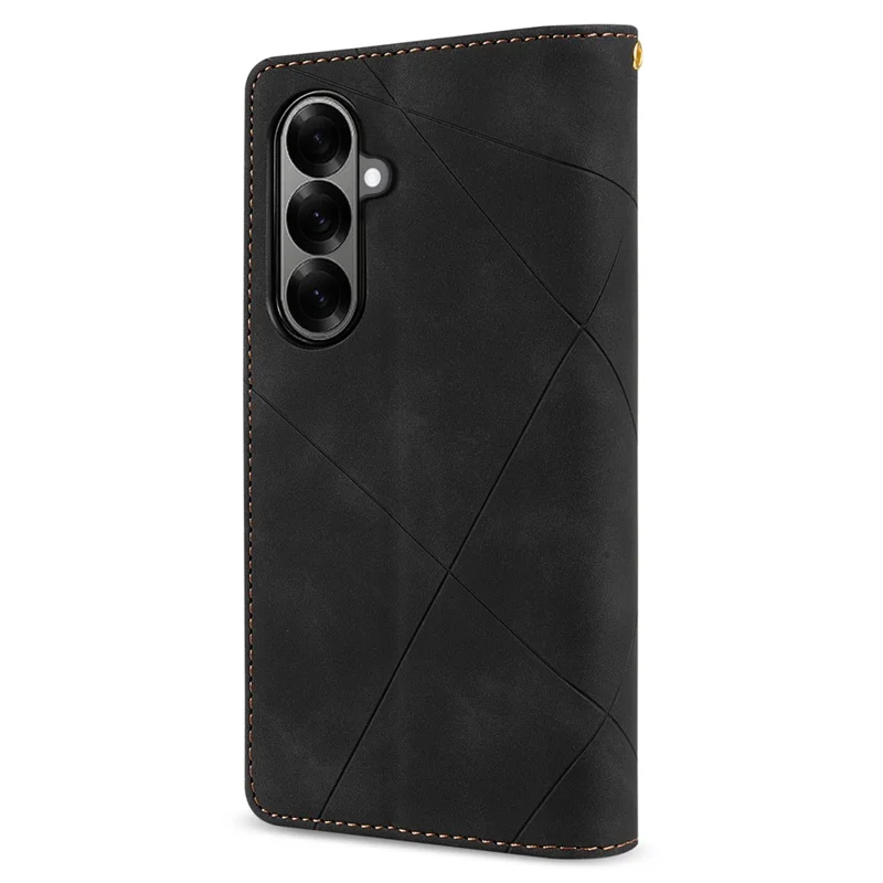 Für Samsung Galaxy Z Fold7 5G PU + PC Hülle mit Farbsplitting-Leder und Trageriemen - Schwarz