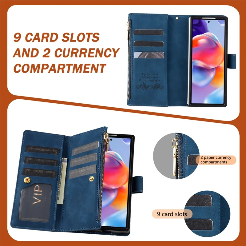 Funda para Samsung Galaxy Z Fold7 5G de PU + PC con Diseño Bicolor de Cuero y Correa - Azul