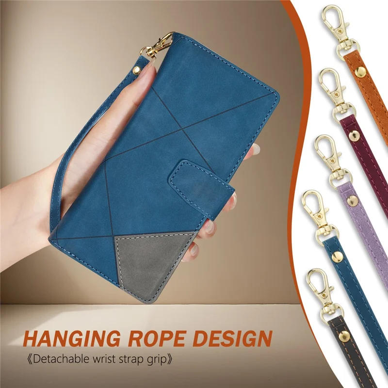 Funda para Samsung Galaxy Z Fold7 5G de PU + PC con Diseño Bicolor de Cuero y Correa - Azul
