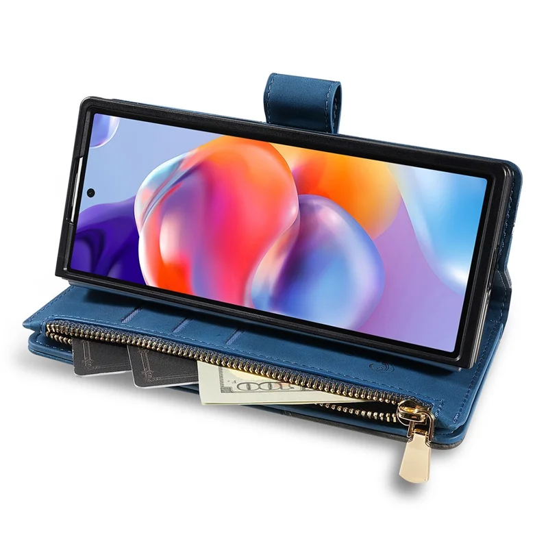 Funda para Samsung Galaxy Z Fold7 5G de PU + PC con Diseño Bicolor de Cuero y Correa - Azul