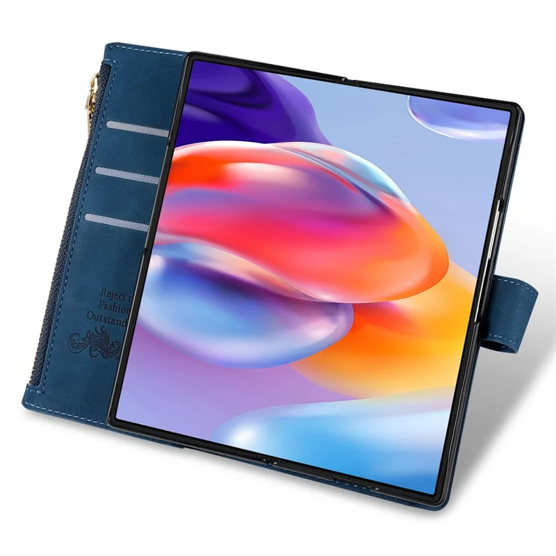 Funda para Samsung Galaxy Z Fold7 5G de PU + PC con Diseño Bicolor de Cuero y Correa - Azul