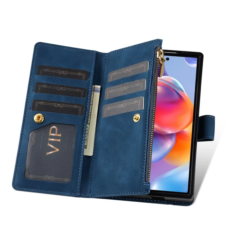 Funda para Samsung Galaxy Z Fold7 5G de PU + PC con Diseño Bicolor de Cuero y Correa - Azul