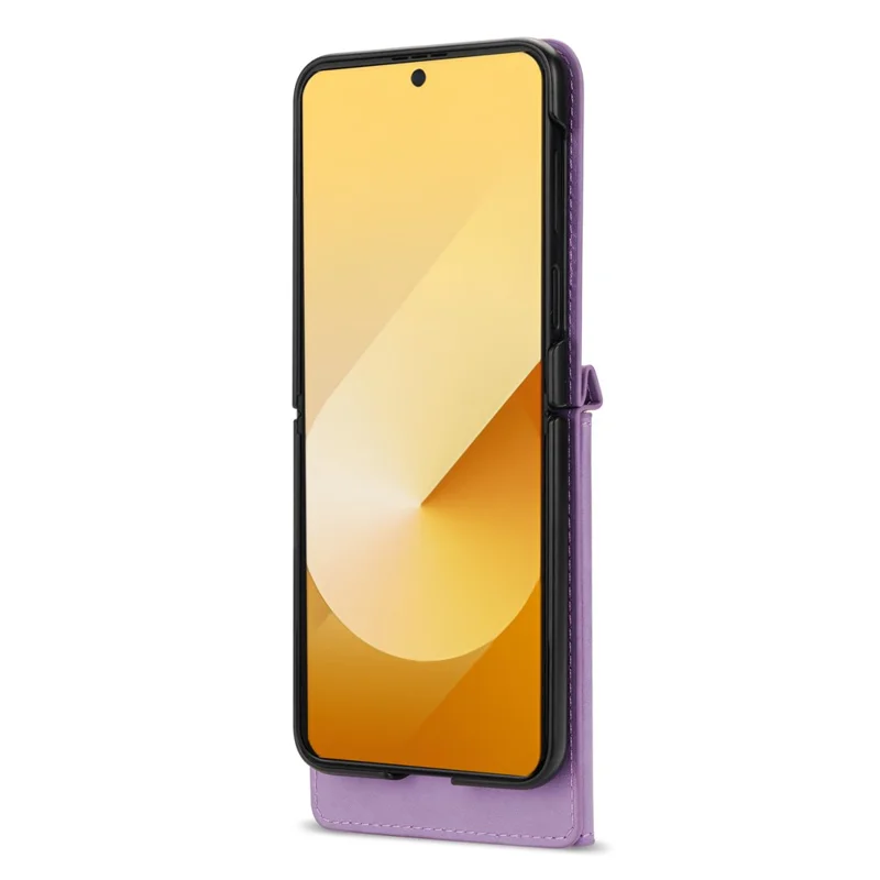 N.BEKUS pour Samsung Galaxy Z Flip7 5G Étui Porte-cartes à Fermeture Éclair en PU + PC avec Bandoulière - Violet
