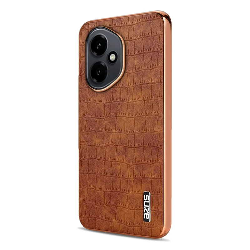 Capa AZNS para Honor 400 5G (Global) Textura de Crocodilo Eletroplatinada em PU + TPU - Marrom
