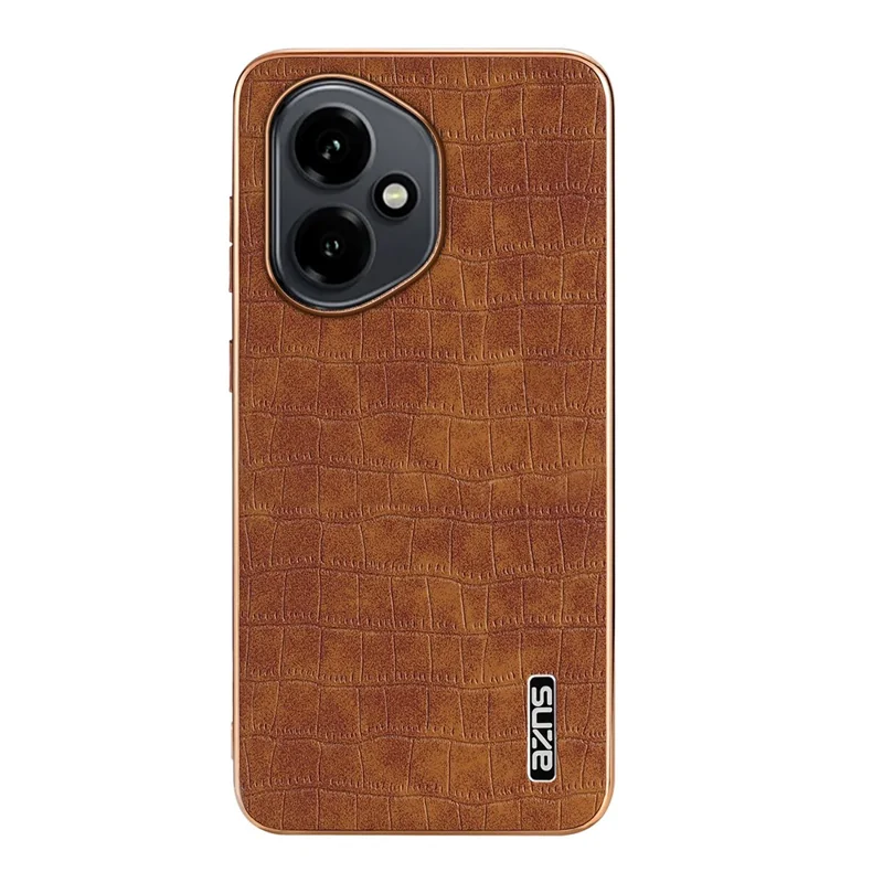 Capa AZNS para Honor 400 5G (Global) Textura de Crocodilo Eletroplatinada em PU + TPU - Marrom
