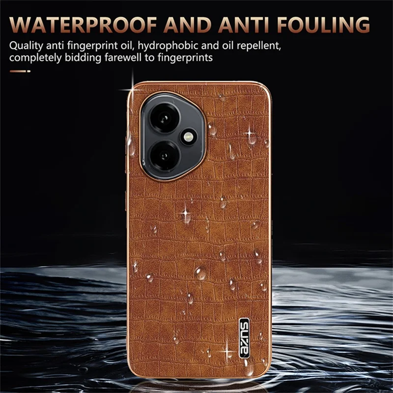 Capa AZNS para Honor 400 5G (Global) Textura de Crocodilo Eletroplatinada em PU + TPU - Marrom