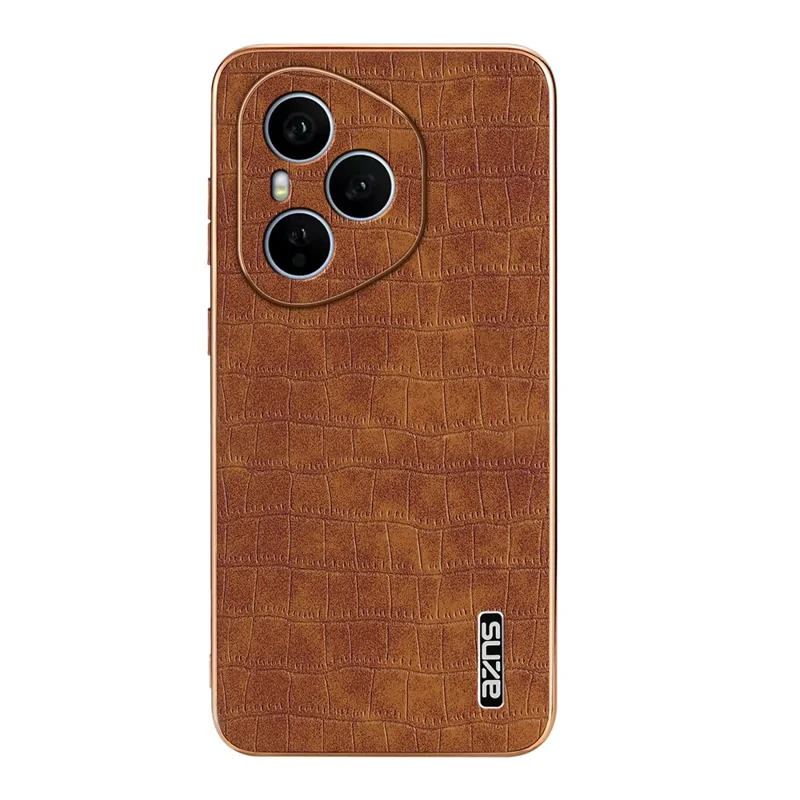 Capa AZNS para Honor 400 Pro 5G (Global) com Textura de Crocodilo Eletroplástica em PU + TPU - Marrom