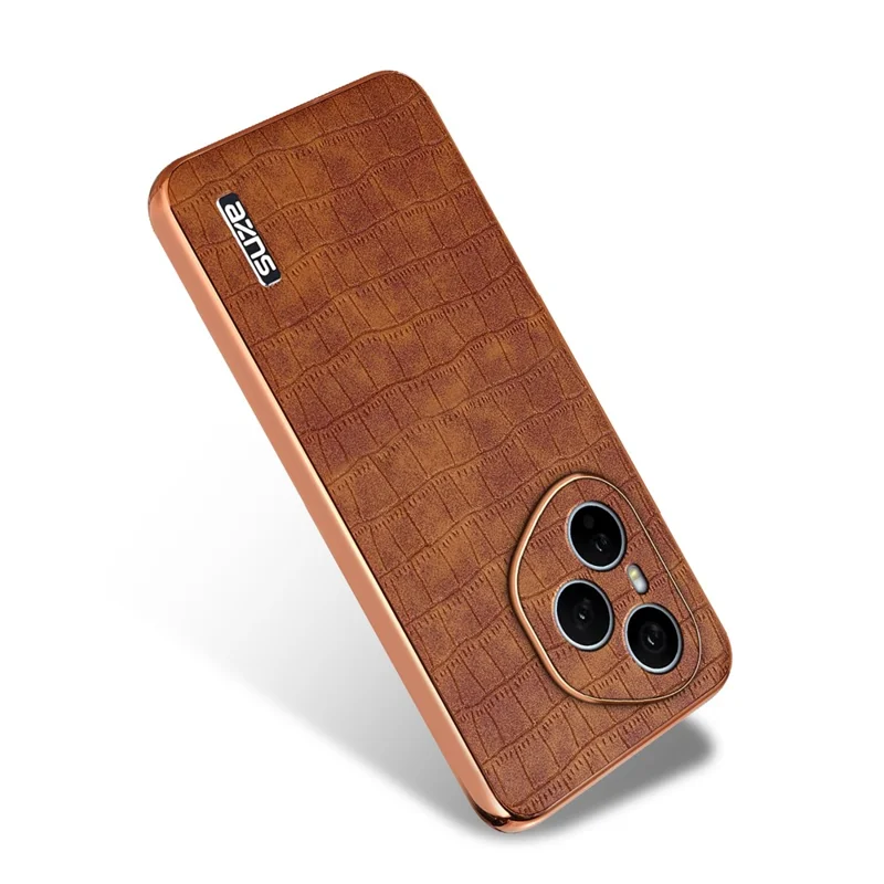 Capa AZNS para Honor 400 Pro 5G (Global) com Textura de Crocodilo Eletroplástica em PU + TPU - Marrom